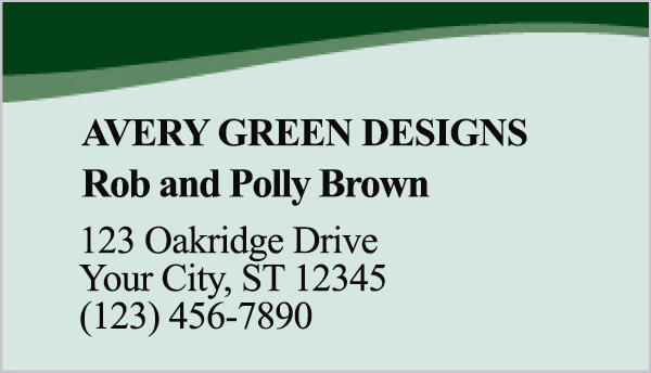 Green Avery Business Cards