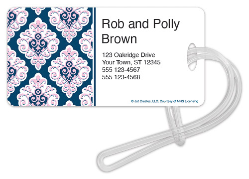 Preppy Sweet Damask Luggage Tag