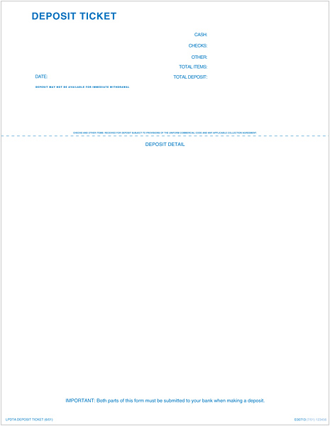 Laser Deposit Tickets, Peachtree