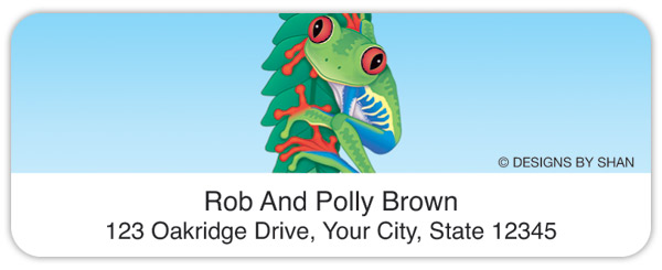 Designs by Shan Red-Eyed Tree Frog Address Labels